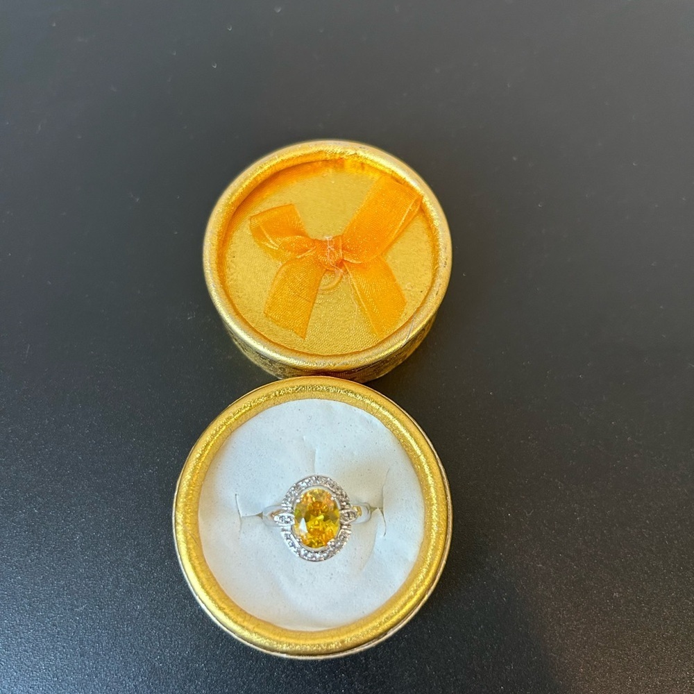 Yellow stone 14K gold- plated ring